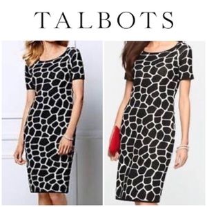 Talbots Black & White Giraffe Print Dress, M